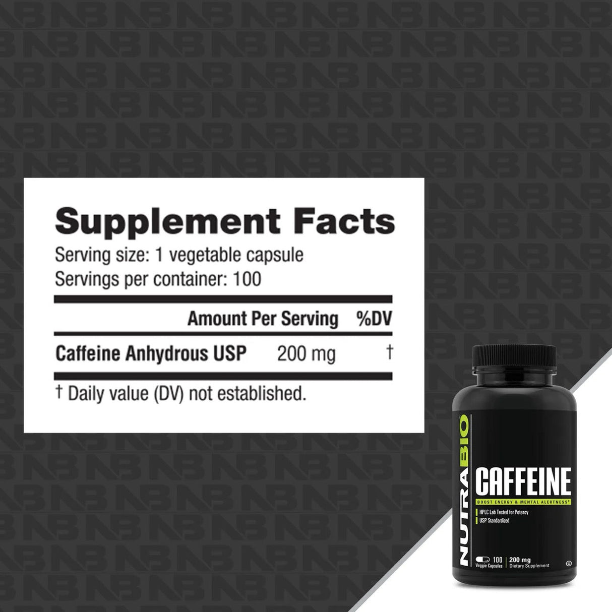NutraBio Caffeine Anhydrous Capsules