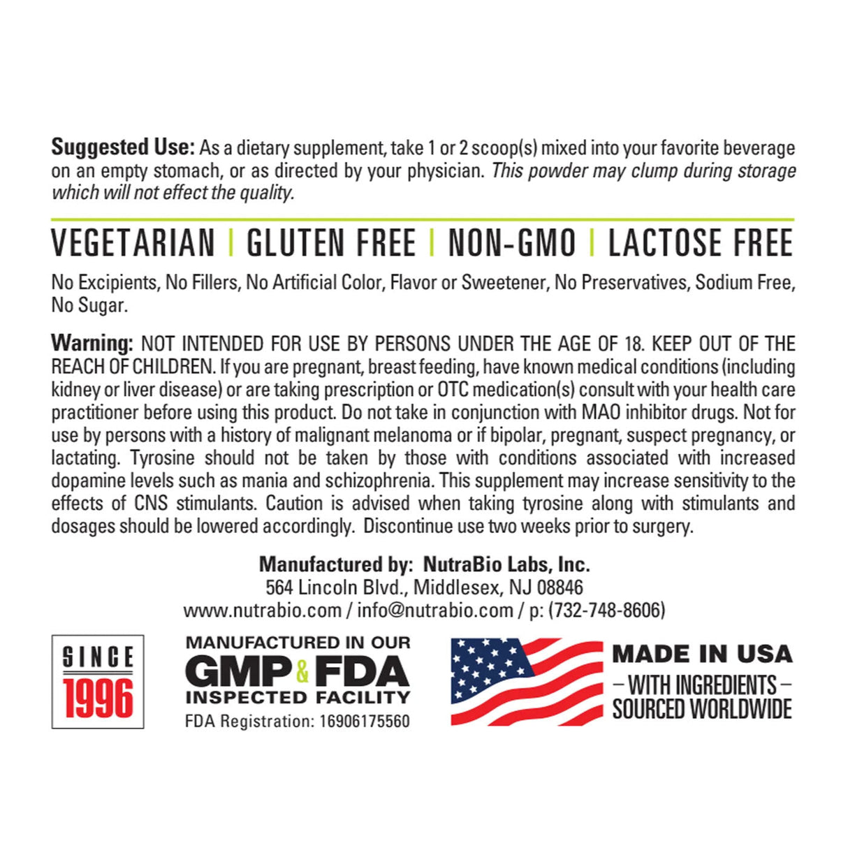 NutraBio Tyrosine
