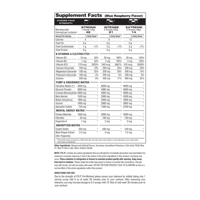 P.S.P. (Physically Stimulating Pre-Workout) Stim Free