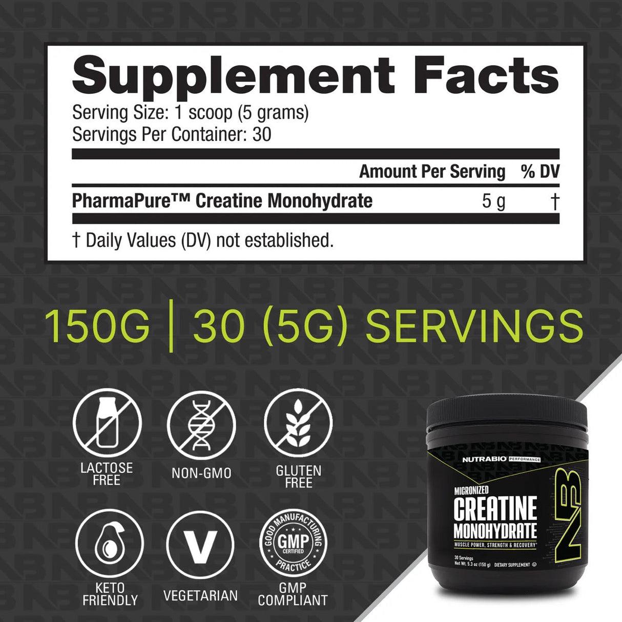 NutraBio Creatine Monohydrate