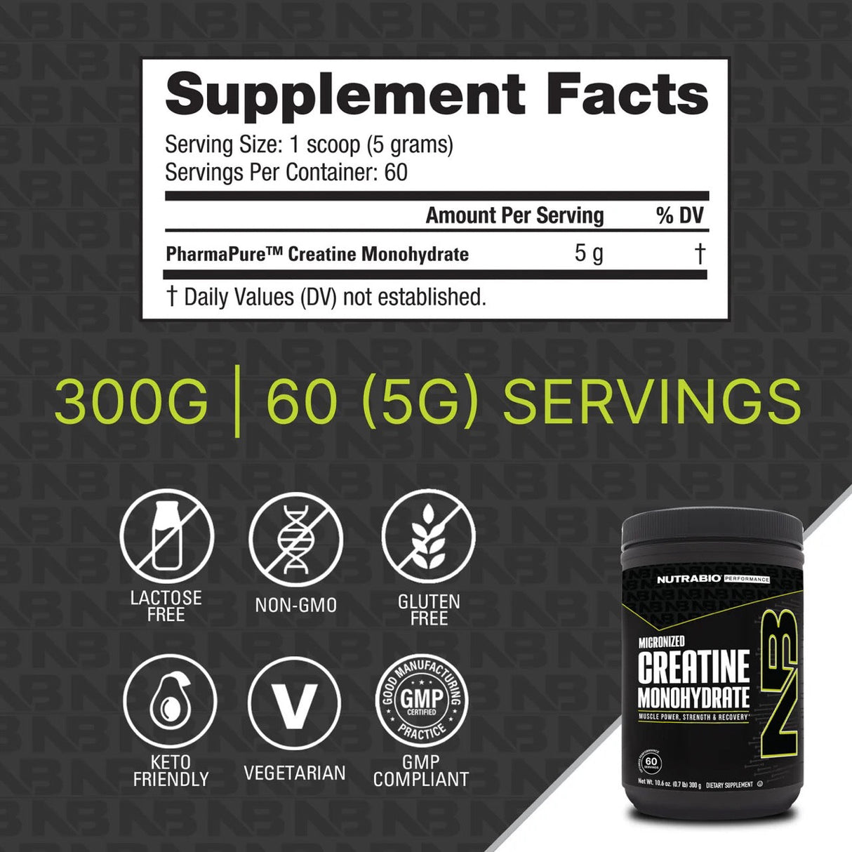 NutraBio Creatine Monohydrate