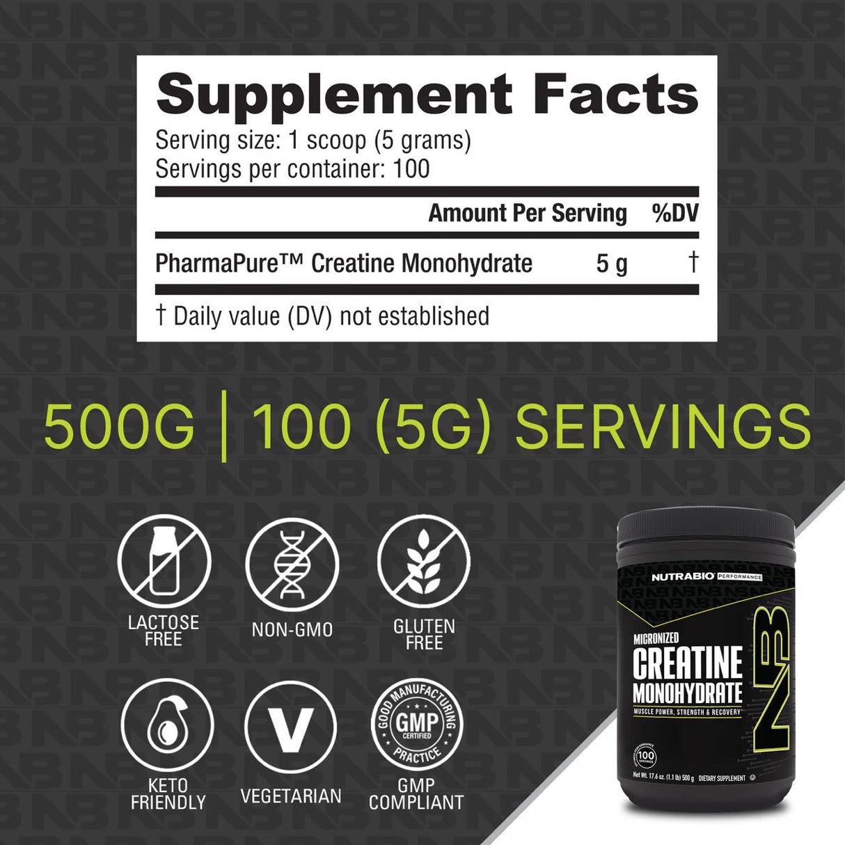 NutraBio Creatine Monohydrate